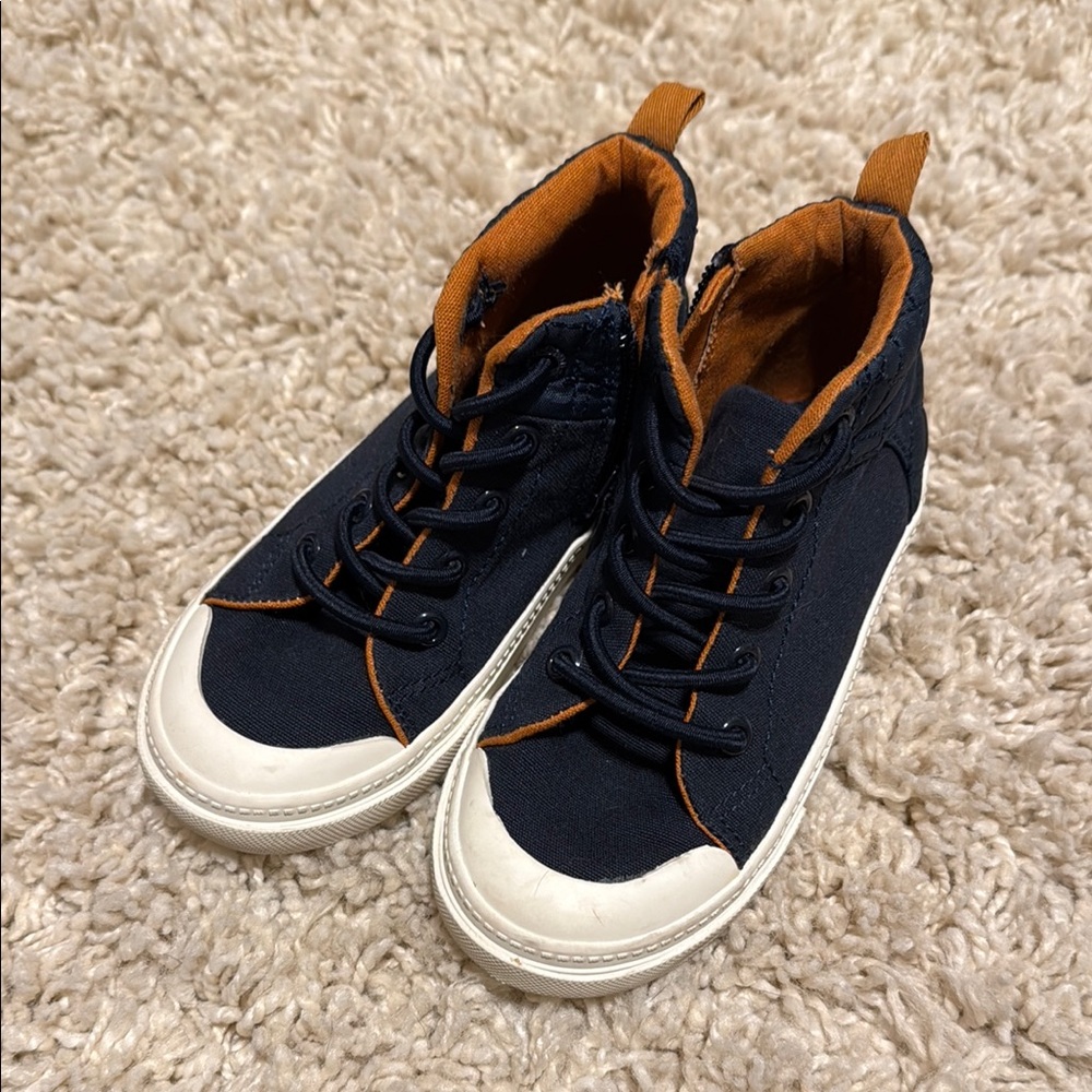 Kids Blue and Orange High-Top Sneakers